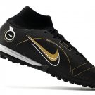 Men's& woman's  Mercurial Superfly 8 Elite Turf Shadow Pack - Black Metallic Gold Metallic Silver