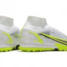 Men's& woman's  Mercurial Superfly 8 Elite Turf Silver Safari CR7 - WhiteBlackMetallic SilverVolt