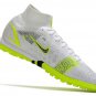 Men's& woman's  Mercurial Superfly 8 Elite Turf Silver Safari CR7 - WhiteBlackMetallic SilverVolt
