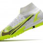 Men's& woman's  Mercurial Superfly 8 Elite Turf Silver Safari CR7 - WhiteBlackMetallic SilverVolt