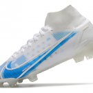Men's& woman's  Mercurial Superfly Dragonfly 8 Elite FG Soccer Shoes - White  Blue