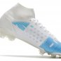 Men's& woman's  Mercurial Superfly Dragonfly 8 Elite FG Soccer Shoes - White  Blue