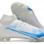 Men's& woman's  Mercurial Superfly Dragonfly 8 Elite FG Soccer Shoes - White  Blue