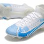 Men's& woman's  Mercurial Superfly Dragonfly 8 Elite FG Soccer Shoes - White  Blue