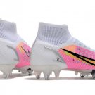 Men's& woman's  Mercurial Superfly Dragonfly 8 Elite SG-PRO White Metallic Silver Dark Raisin