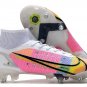 Men's& woman's  Mercurial Superfly Dragonfly 8 Elite SG-PRO White Metallic Silver Dark Raisin