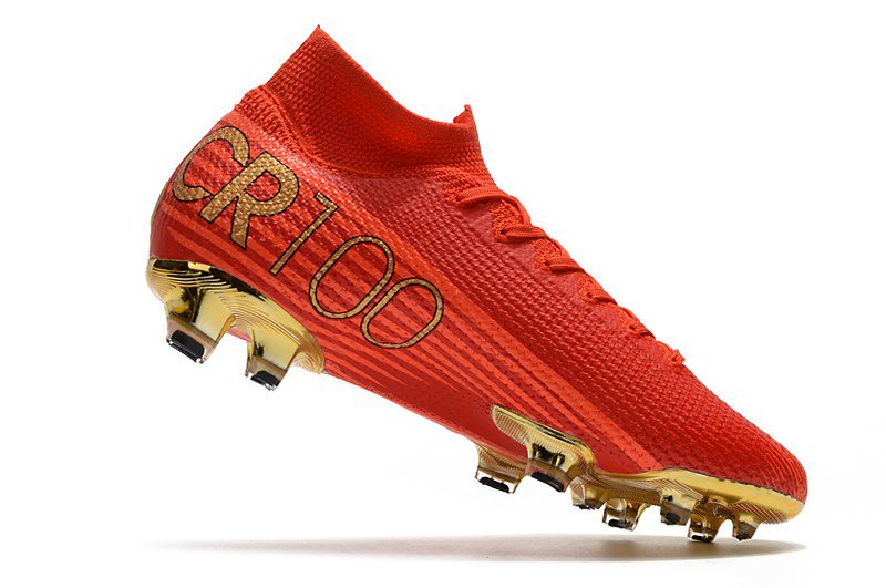 Men's& woman's  Mercurial Superfly VII Elite FG CR7 100 Portugal Goal - RedGold