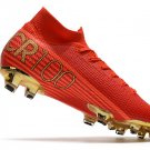 Men's& woman's  Mercurial Superfly VII Elite FG CR7 100 Portugal Goal - RedGold