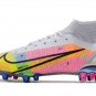 Men's& woman's Mercurial Superfly VIII Dragonfly Elite AG-PRO White Metallic Silver Dark Raisin