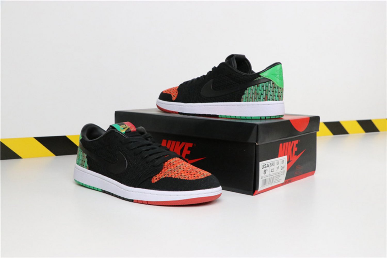 Air Jordan 1 Low Flyknit &acirc;��BHM&acirc;�� BlackLucid GreenRed