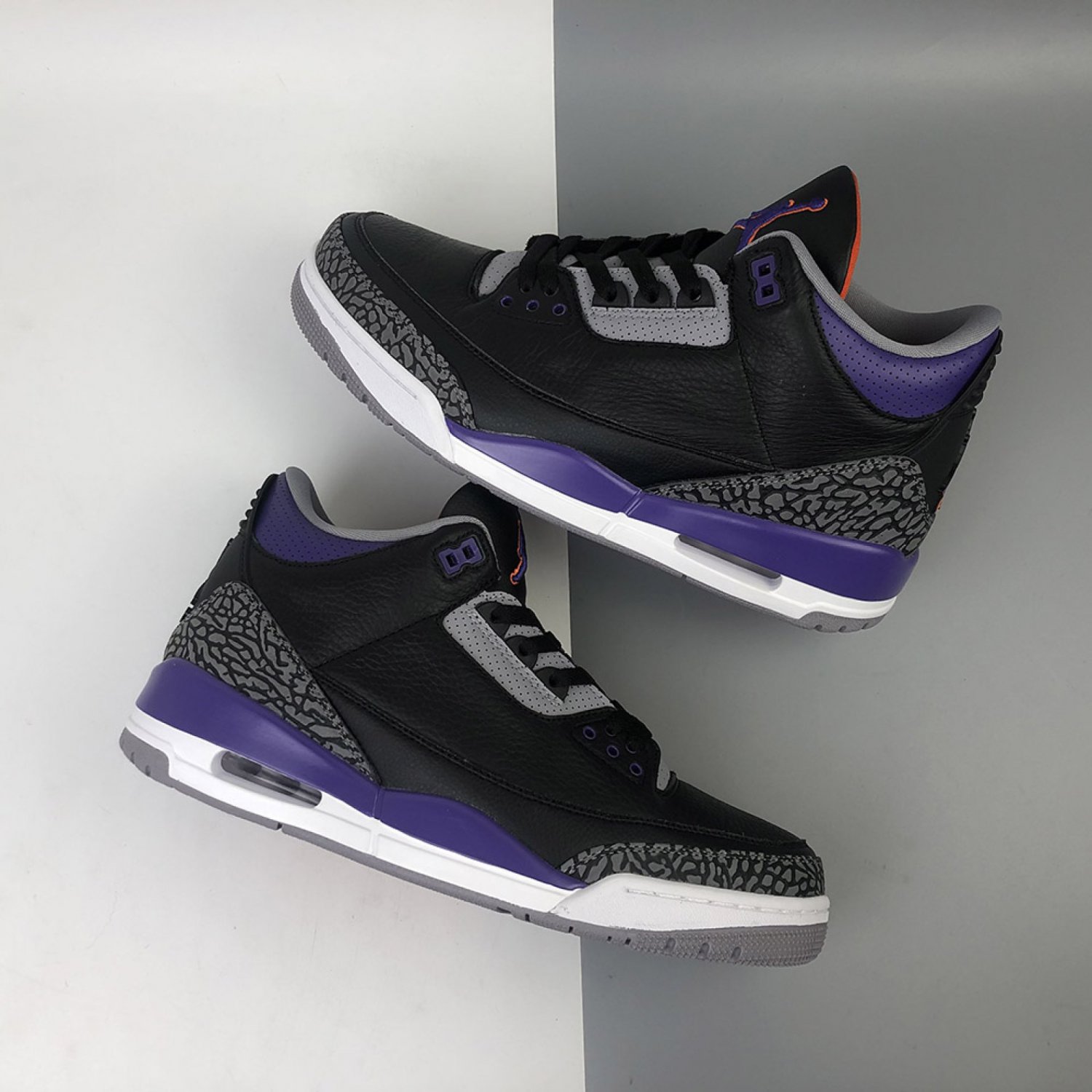Air Jordan 3 Black Cement Grey White Court Purple