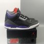 Air Jordan 3 BlackCement Grey-White-Court Purple