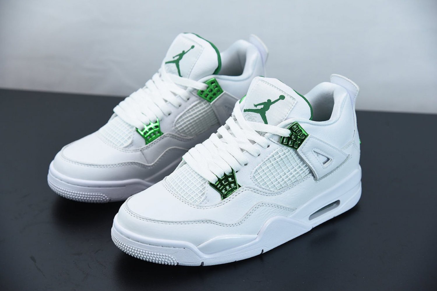 Air Jordan 4 Retro Nike White Metallic Green Silver Green