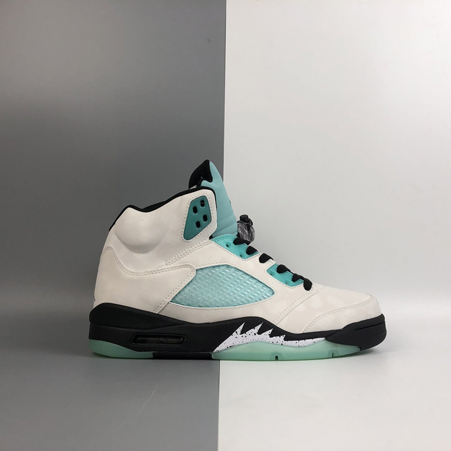Air Jordan 5 White Black White Island Green