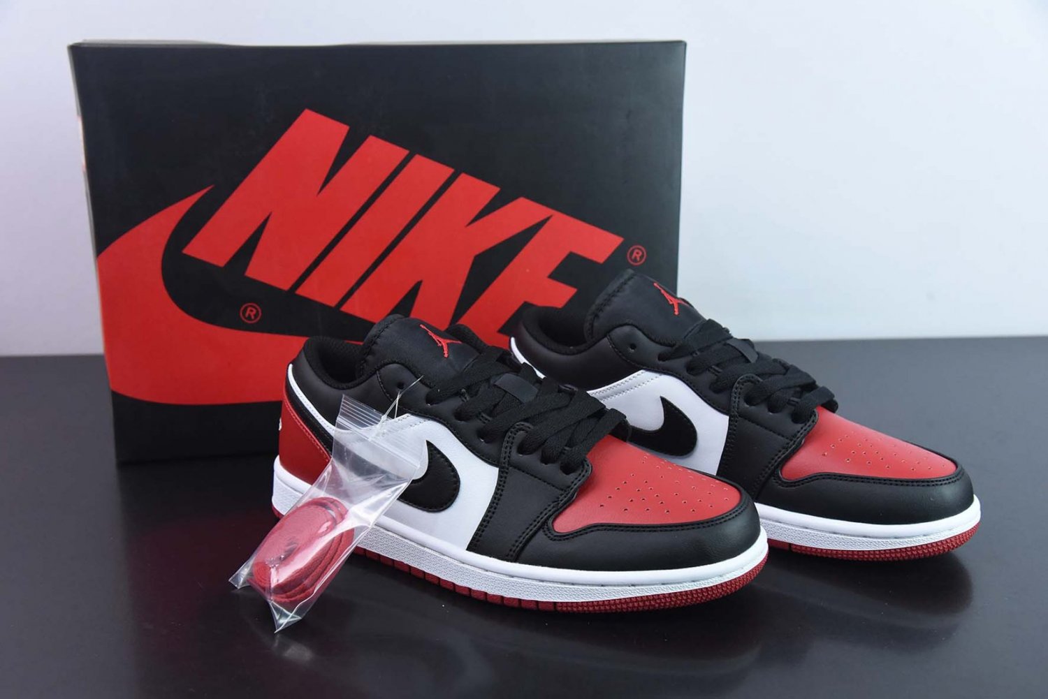 Jordan 1 Low White With Black & Red