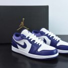 Jordan 1 Low White With Navy Blue & Purple