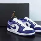 Jordan 1 Low White With Navy Blue & Purple