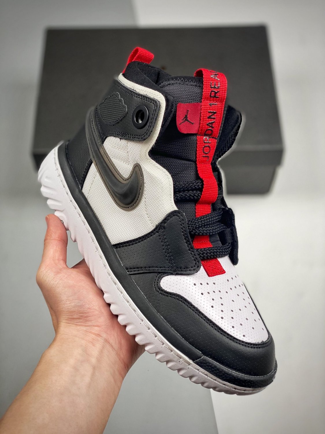 Nike Air Jordan 1 High React Black White Gym Red