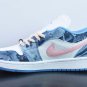 Custom Air Jordan 1 Low Washed Denim White Pink