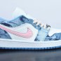 Custom Air Jordan 1 Low Washed Denim White Pink