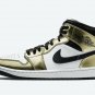 Jordan 1 Retro Mid SE Metallic Gold Black White
