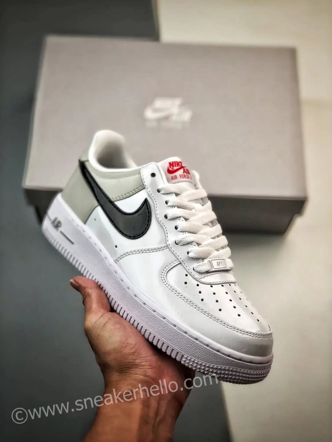 2024 & 2025 air force 1 low “patent swoosh” light iron ore dq7570-001