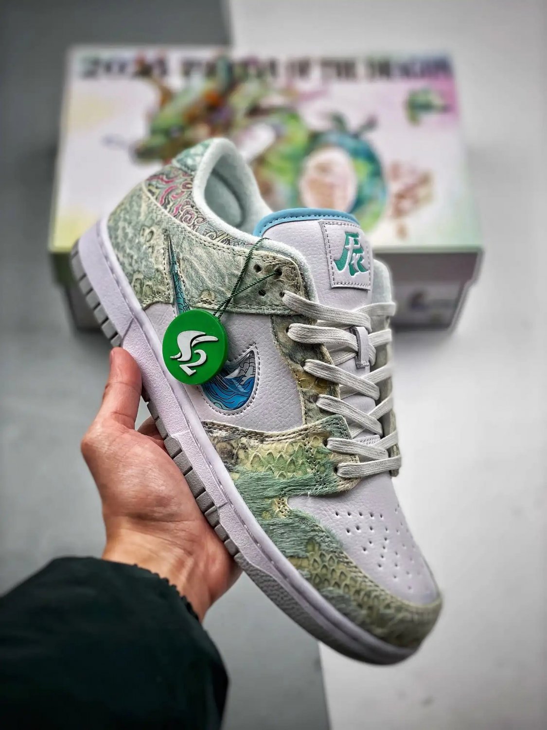 2024 & 2025 dunk low custom “year of the dragon” white green