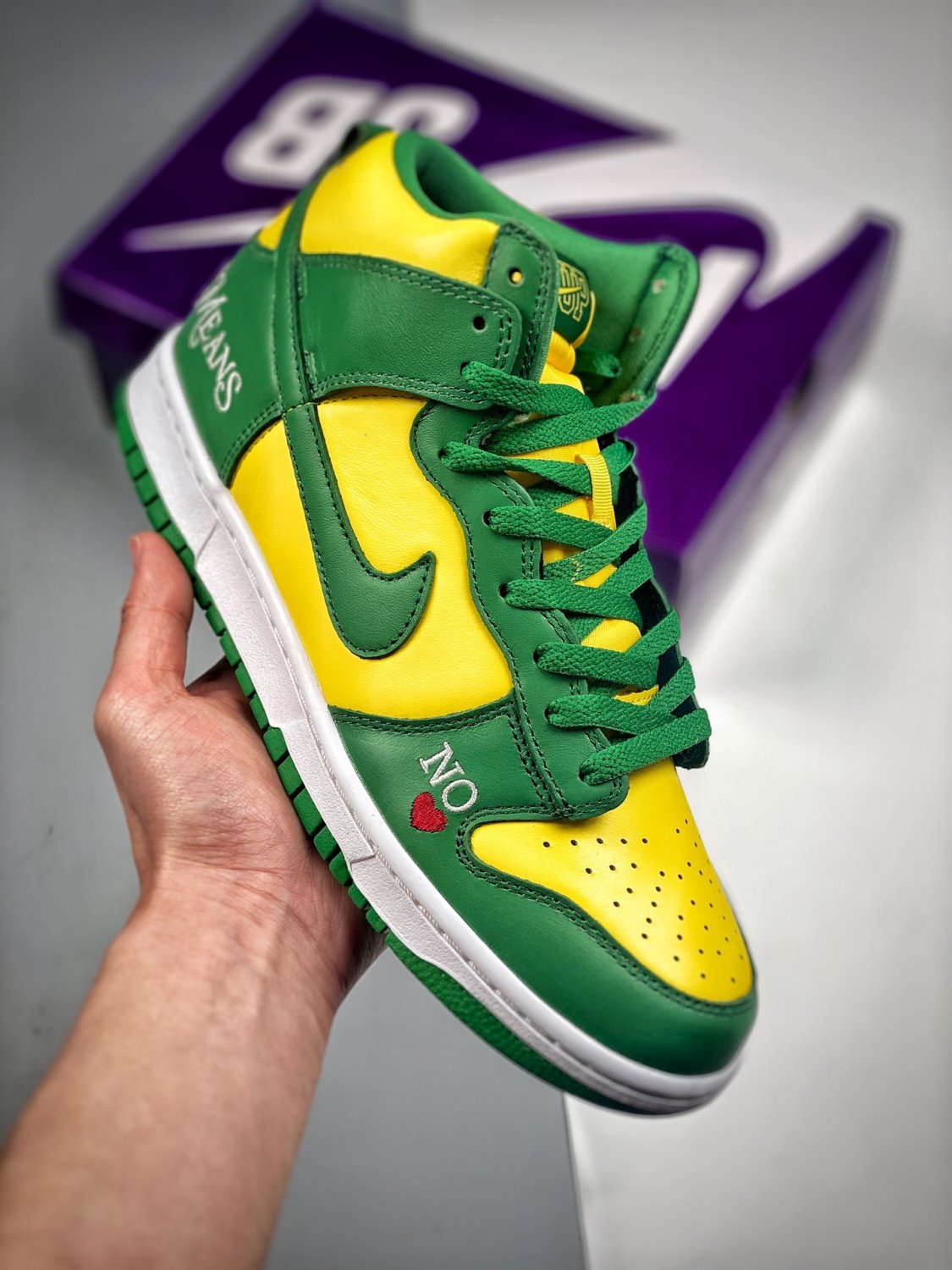 2024 & 2025 supreme x  sb dunk high by any means varsity maizegreen-white