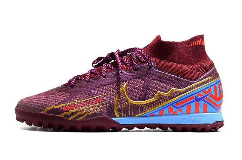 2024&25  Mercurial Superfly 9 Elite Mbappe KM Turf - Dark BeetrootMetallic Vivid Gold