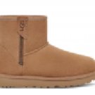 UGG CLASSIC MINI BAILEY ZIP CHESTNUT SUEDE ANKLE WOMEN'S BOOTS