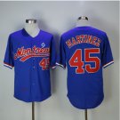 Men's Montreal Expos #45 Pedro Martinez Jersey Player Color Blue Stitched