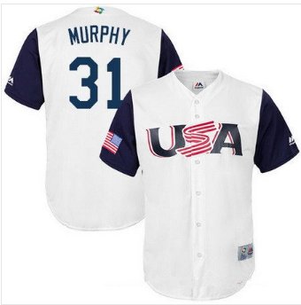 Men's Team USA #31 Daniel Murphy White 2017 World Player Classic Jersey