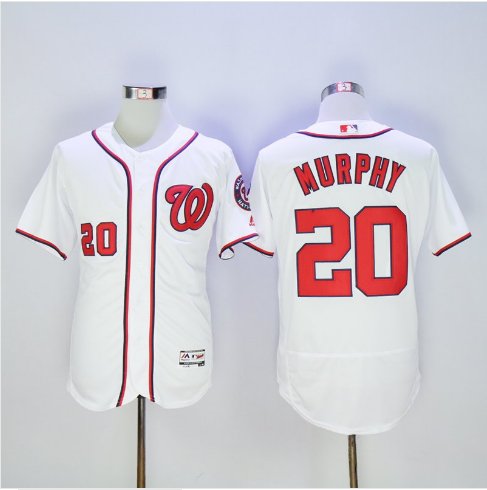 Men's WAS 20 Daniel Murphy Flexbase Player Jersey White