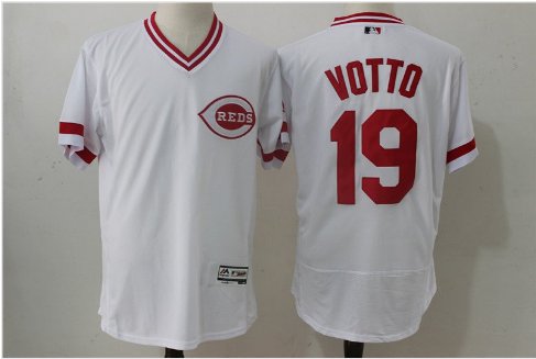 Men's CIN #19 Joey Votto Retro  stitched jersey white