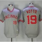 Men's CIN #19 Joey Votto Gray Pullover Cooperstown Jersey