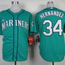 Men SEA 34 Felix Hernandez Green Cool Base Player Jersey