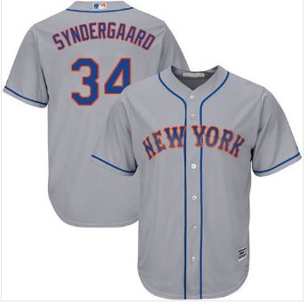 Men's NYM#34 SYNDERGAARD Jersey Gray cool base