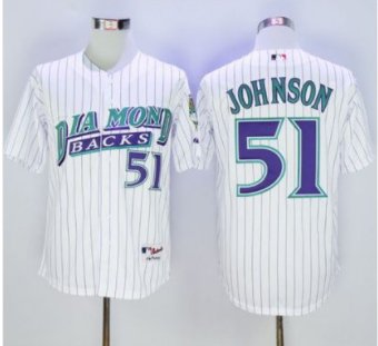 Men's ARI #51 Randy Johnson White Stitched Player Jersey