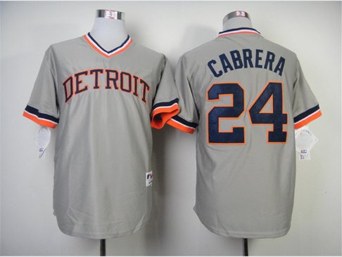 Men's  DET 24 Miguel Cabrera Gray 1970 Turn Back The Clock Jersey