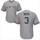 Men's NYY 3 Babe Ruth Jerseys Stitched Grey