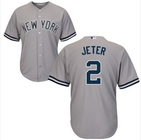 Men's New York Yankees #2 Derek Jeter Jersey Gray Cool Base High Quality