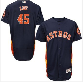 Men's HOU Jerseys #45 Carlos Lee Navy Flexbase Jersey