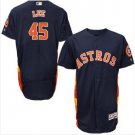 Men's HOU Jerseys #45 Carlos Lee Navy Flexbase Jersey