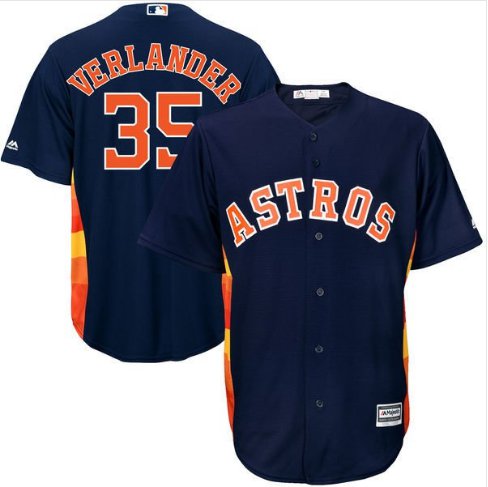 Men's HOU 35 Justin Verlander Cool Base Jerseys navy