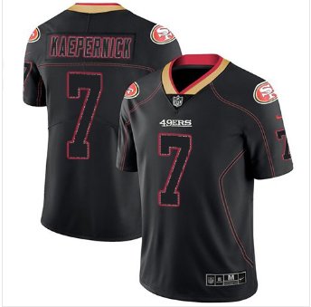 Men 49ers #7 Colin Kaepernick black color rush limited lights out jersey