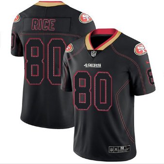 Men's 49ers #80 Jerry Rice Black color rush Limited lights out jersey