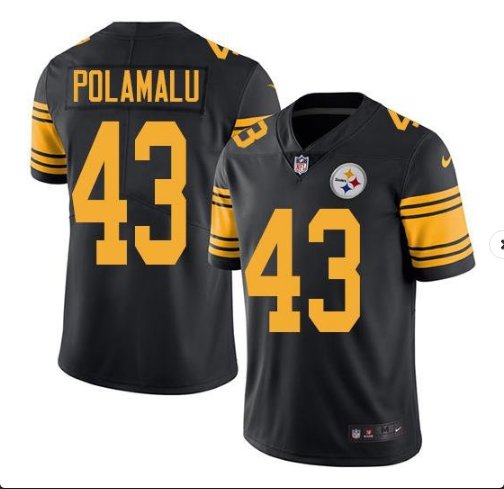 Men's Steelers #43 Troy Polamalu color rush Limited jersey black