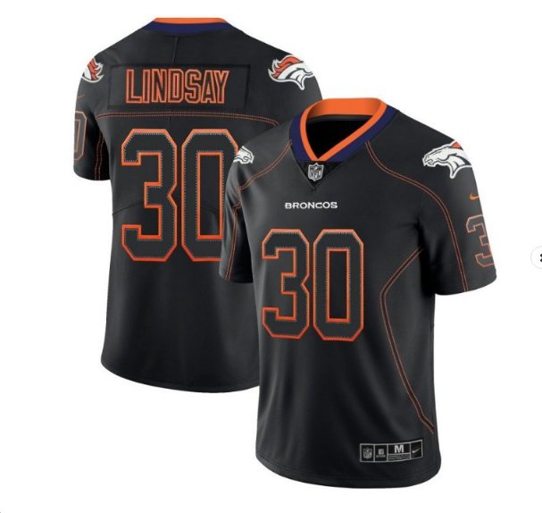 Men's Denver Broncos #30 Phillip Lindsay Lights Out Jersey black