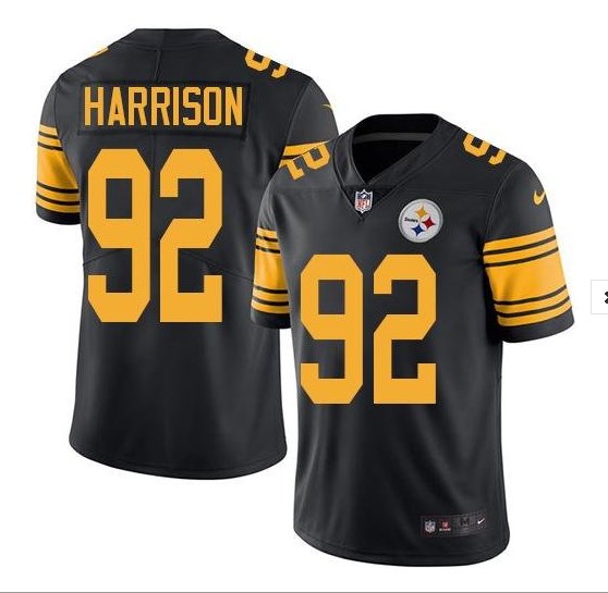 Men's Steelers #92 James Harrison color rush Limited jersey black