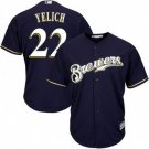 Mens MIL #22 Christian Yelich Navy blue cool base jersey